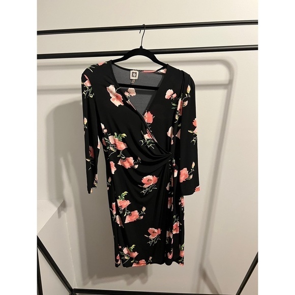 Anne Klein Dresses & Skirts - Anne Klein Floral 3/4 Length Sleeve Faux Wrap Dress Size Medium